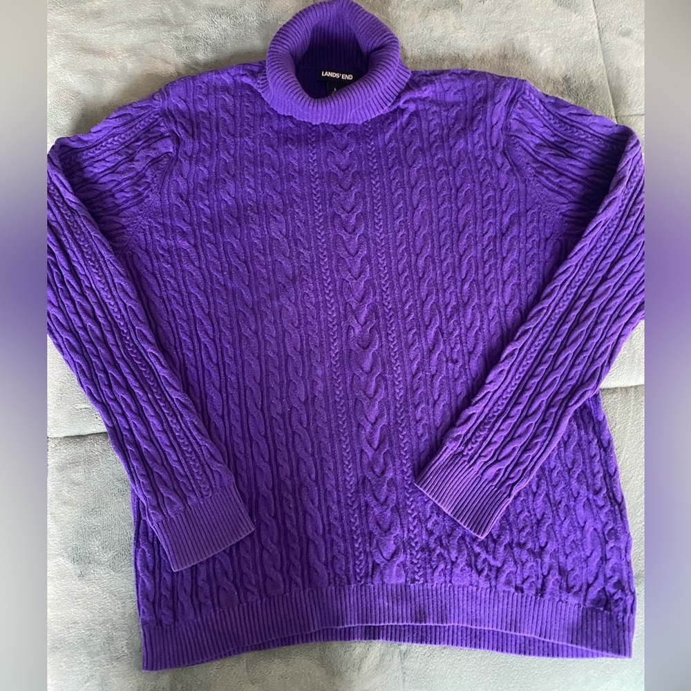Purple Lands’ End turtleneck sweater size large